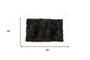 Homeroots 3' X 5' Black Natural Rectangular Sheepskin Area Rug  Genuine Sheepskin 388536
