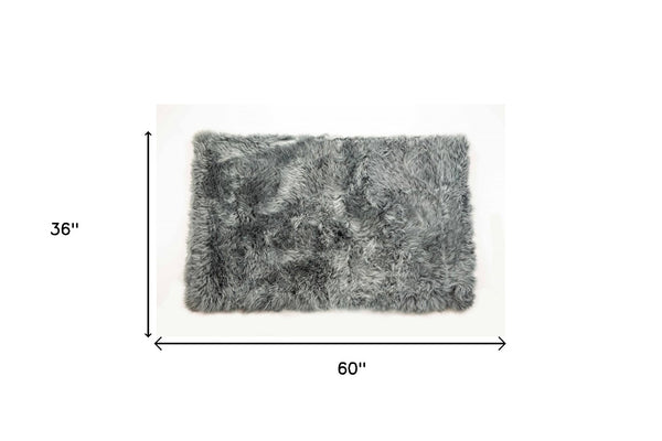HomeRoots 3' Gray Natural Sheepskin Area Rug – Luxurious Handcrafted Accent for Cozy Living Spaces & Warmth 388537