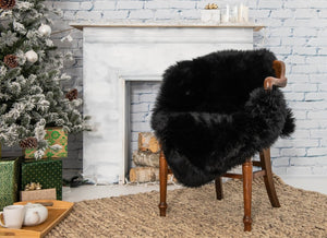 HomeRoots 2' X 5' Luxurious Black Natural Sheepskin Area Rug - Ultra-Plush Comfort for Home & Decor Style 388540