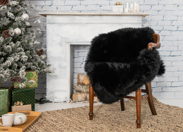 HomeRoots 2' X 5' Luxurious Black Natural Sheepskin Area Rug - Ultra-Plush Comfort for Home & Decor Style 388540