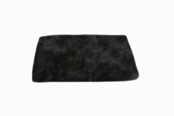 HomeRoots 2' X 5' Luxurious Black Natural Sheepskin Area Rug - Ultra-Plush Comfort for Home & Decor Style 388540