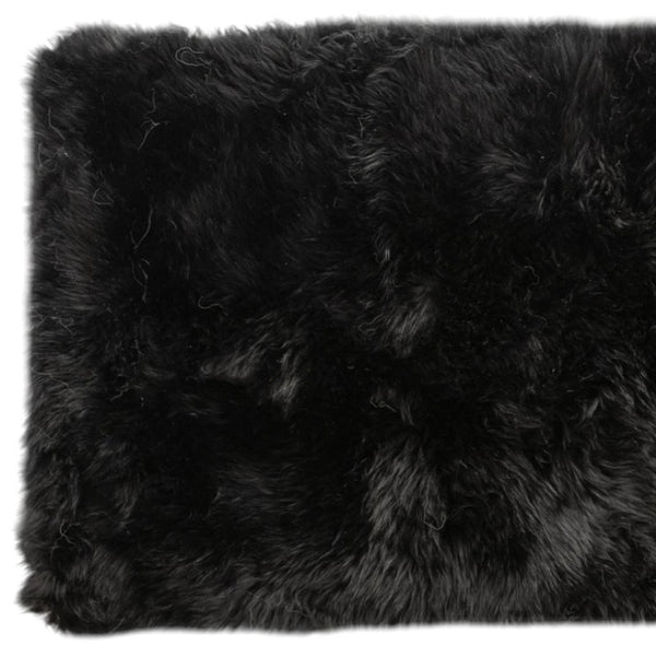 HomeRoots 2' X 5' Luxurious Black Natural Sheepskin Area Rug - Ultra-Plush Comfort for Home & Decor Style 388540