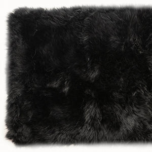 HomeRoots 2' X 5' Luxurious Black Natural Sheepskin Area Rug - Ultra-Plush Comfort for Home & Decor Style 388540