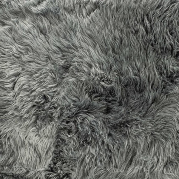 HomeRoots 2' X 3' Gray Area Rug - Luxurious Handcrafted New Zealand Sheepskin with Plush Pile for Cozy Elegance 388541