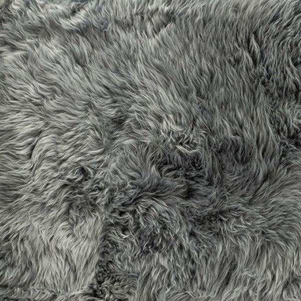 HomeRoots 2' X 3' Gray Area Rug - Luxurious Handcrafted New Zealand Sheepskin with Plush Pile for Cozy Elegance 388541