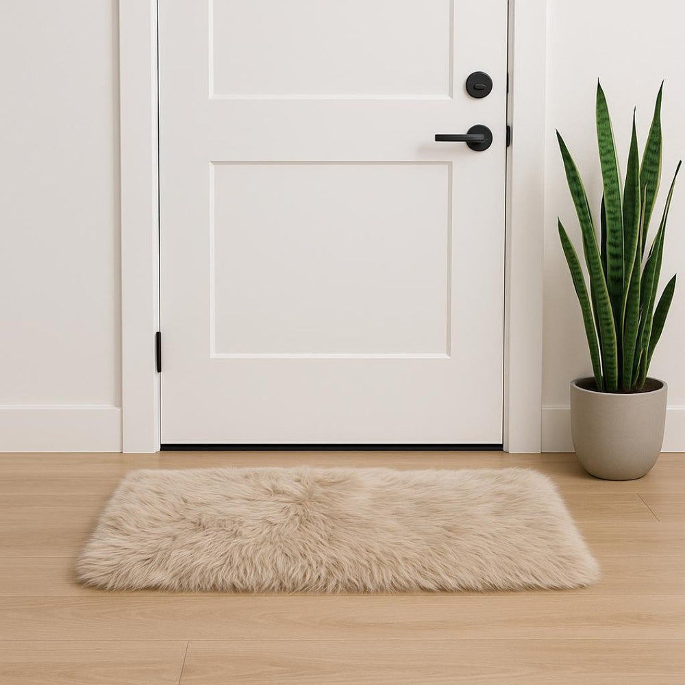 HomeRoots 2' X 3' Taupe Sheepskin Area Rug - Luxurious Handcrafted Accent for Cozy, Stylish Interiors 388542