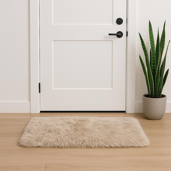 HomeRoots 2' X 3' Taupe Sheepskin Area Rug - Luxurious Handcrafted Accent for Cozy, Stylish Interiors 388542