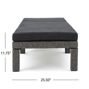 English Elm Christopher Knight Home® - PUERTA KD Chaise Lounge - Black PE Rattan with Iron Frame, Water-Repellent Cushions, All-Season Relaxation 61190.00MBK