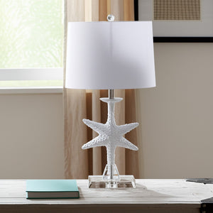 HomeRoots Set of Two 28" Coastal Starfish Table Lamps with White Drum Shades for Beachy Home Decor Bliss 388552