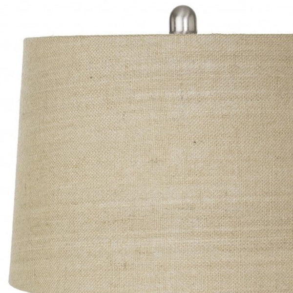 HomeRoots Set of Two 28" Light Blue & Silver Coastal Table Lamps with Bubble Glass and Rope Detailing 388553