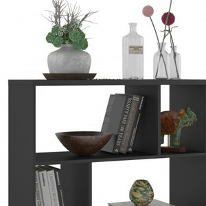 Homeroots Modern Black And Natural Bookcase   388554