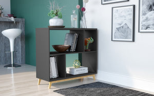 Homeroots Modern Black And Natural Bookcase   388554