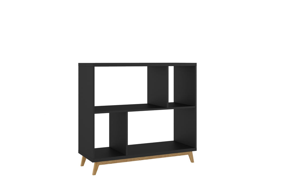 Homeroots Modern Black And Natural Bookcase   388554