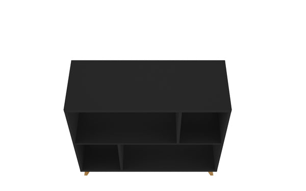 Homeroots Modern Black And Natural Bookcase   388554