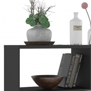 Homeroots Modern Black And Natural Bookcase   388554