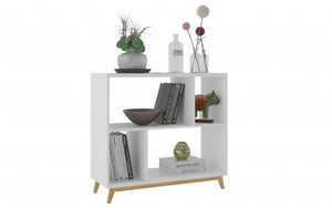 Homeroots Modern White And Natural Bookcase   388555
