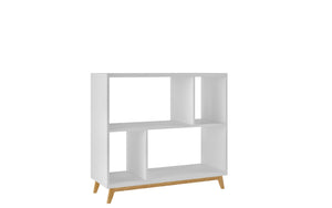 Homeroots Modern White And Natural Bookcase   388555