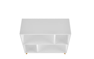 Homeroots Modern White And Natural Bookcase   388555