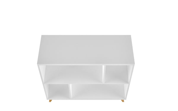 Homeroots Modern White And Natural Bookcase   388555