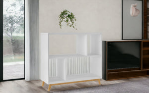 Homeroots Modern White And Natural Bookcase   388555