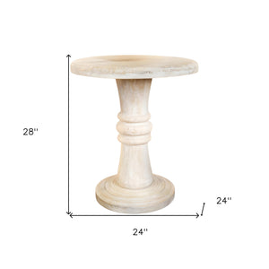 Homeroots 28" White Distressed Solid Wood Round End Table   388556