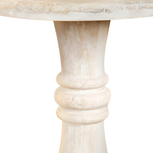 Homeroots 28" White Distressed Solid Wood Round End Table   388556