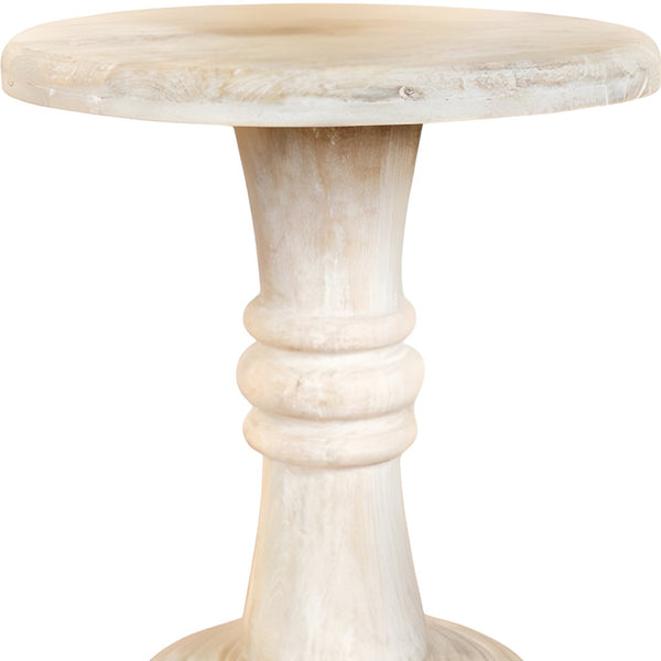 Homeroots 28" White Distressed Solid Wood Round End Table   388556