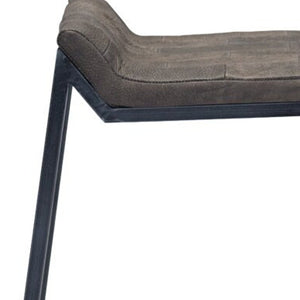 Homeroots 25" Brown And Black Leather And Iron Low Back Counter Height Bar Chair   388561