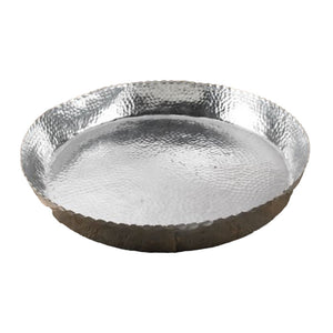 Homeroots 25" Silver Hammered Finish Round Tray   388574