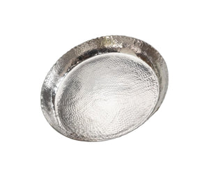 Homeroots 25" Silver Hammered Finish Round Tray   388574