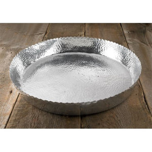 Homeroots 25" Silver Hammered Finish Round Tray   388574