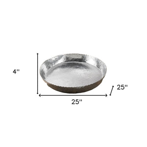 Homeroots 25" Silver Hammered Finish Round Tray   388574