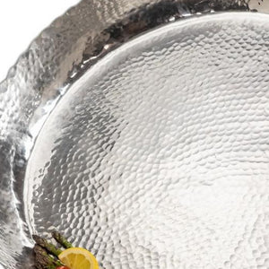 Homeroots 25" Silver Hammered Finish Round Tray   388574