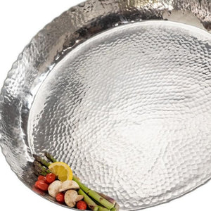 Homeroots 25" Silver Hammered Finish Round Tray   388574