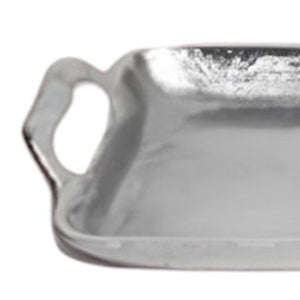 Homeroots 36" Silver Stainless Steel Indoor Outdoor Tray With Handles   388579