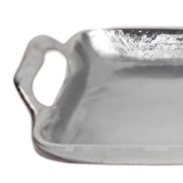 Homeroots 36" Silver Stainless Steel Indoor Outdoor Tray With Handles   388579