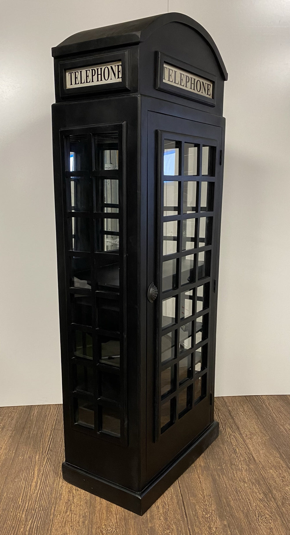 Homeroots Vintage Black Wooden Phone Booth Bar Cabinet  Solid Wood 388605