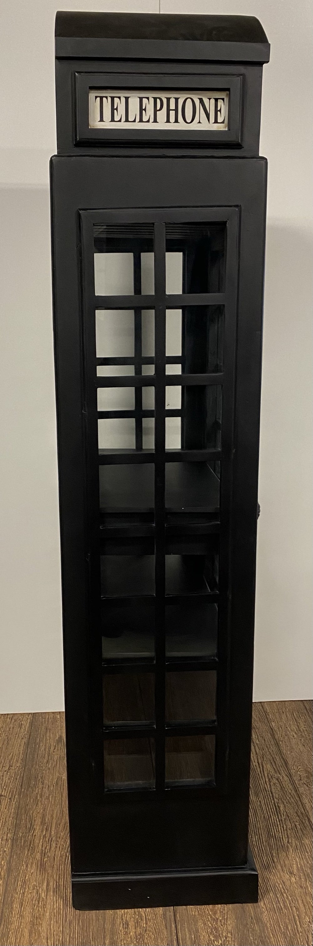 Homeroots Vintage Black Wooden Phone Booth Bar Cabinet  Solid Wood 388605