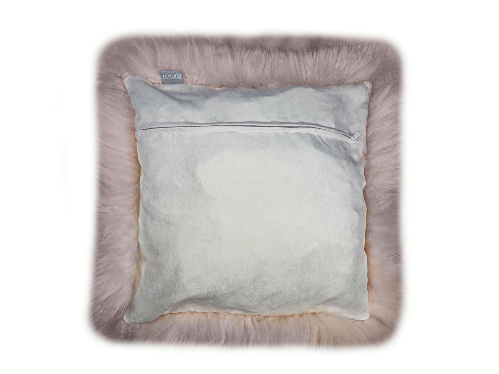 Homeroots Set Of Two  Blush Natural Sheepskin Square Pillows   388611