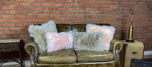 Homeroots Set Of Two  Blush Natural Sheepskin Square Pillows   388611