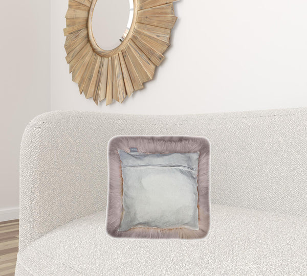 Homeroots Set Of Two  Blush Natural Sheepskin Square Pillows   388611
