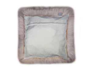 Homeroots Set Of Two  Blush Natural Sheepskin Square Pillows   388611