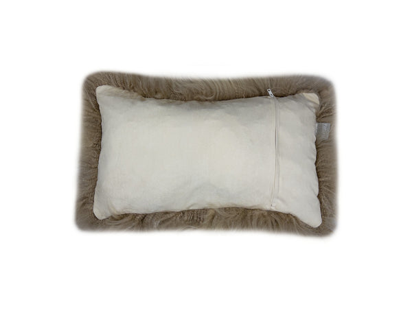 Homeroots Set Of Two 12" X 20" Taupe Sheepskin Lumbar Throw Pillows   388612