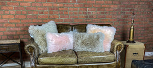 Homeroots Set Of Two 12" X 20" Taupe Sheepskin Lumbar Throw Pillows   388612