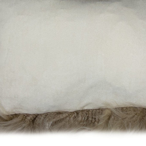 Homeroots Set Of Two 12" X 20" Taupe Sheepskin Lumbar Throw Pillows   388612