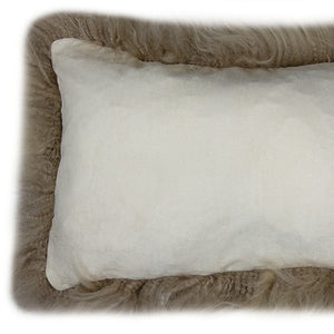 Homeroots Set Of Two 12" X 20" Taupe Sheepskin Lumbar Throw Pillows   388612