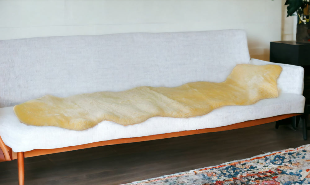 Homeroots 2" X 6" Natural Off White Medical Grade Double Sheepskin Throw Blanket  Sheepskin 388647