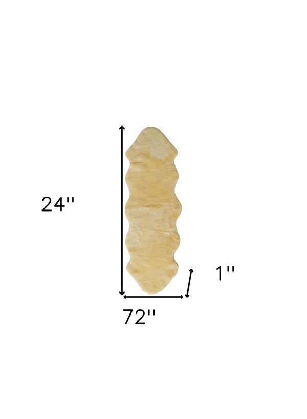 Homeroots 2" X 6" Natural Off White Medical Grade Double Sheepskin Throw Blanket  Sheepskin 388647