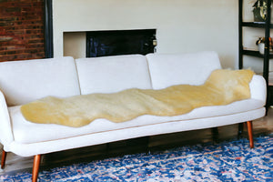 Homeroots 2" X 6" Green Natural Off White Medical Grade Double Sheepskin Throw Blanket  Sheepskin 388648