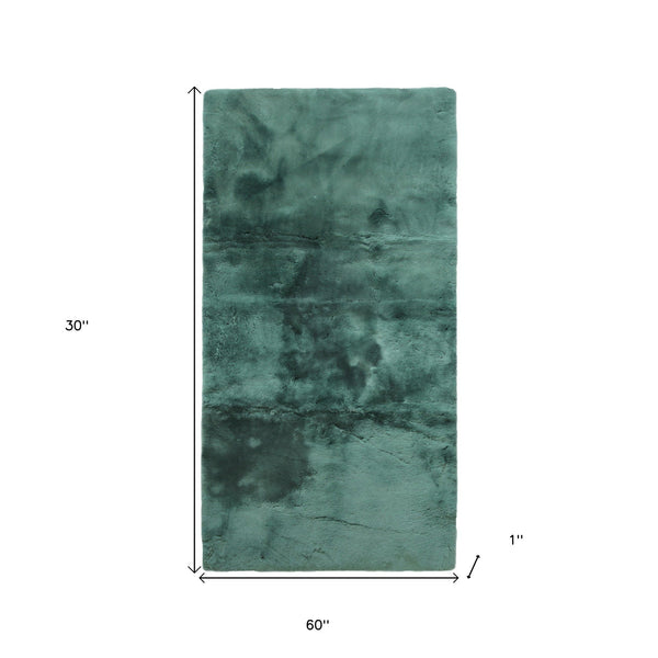 Homeroots 2" X 5" Green Natural Off White Medical Grade Double Sheepskin Throw Blanket  Sheepskin 388650